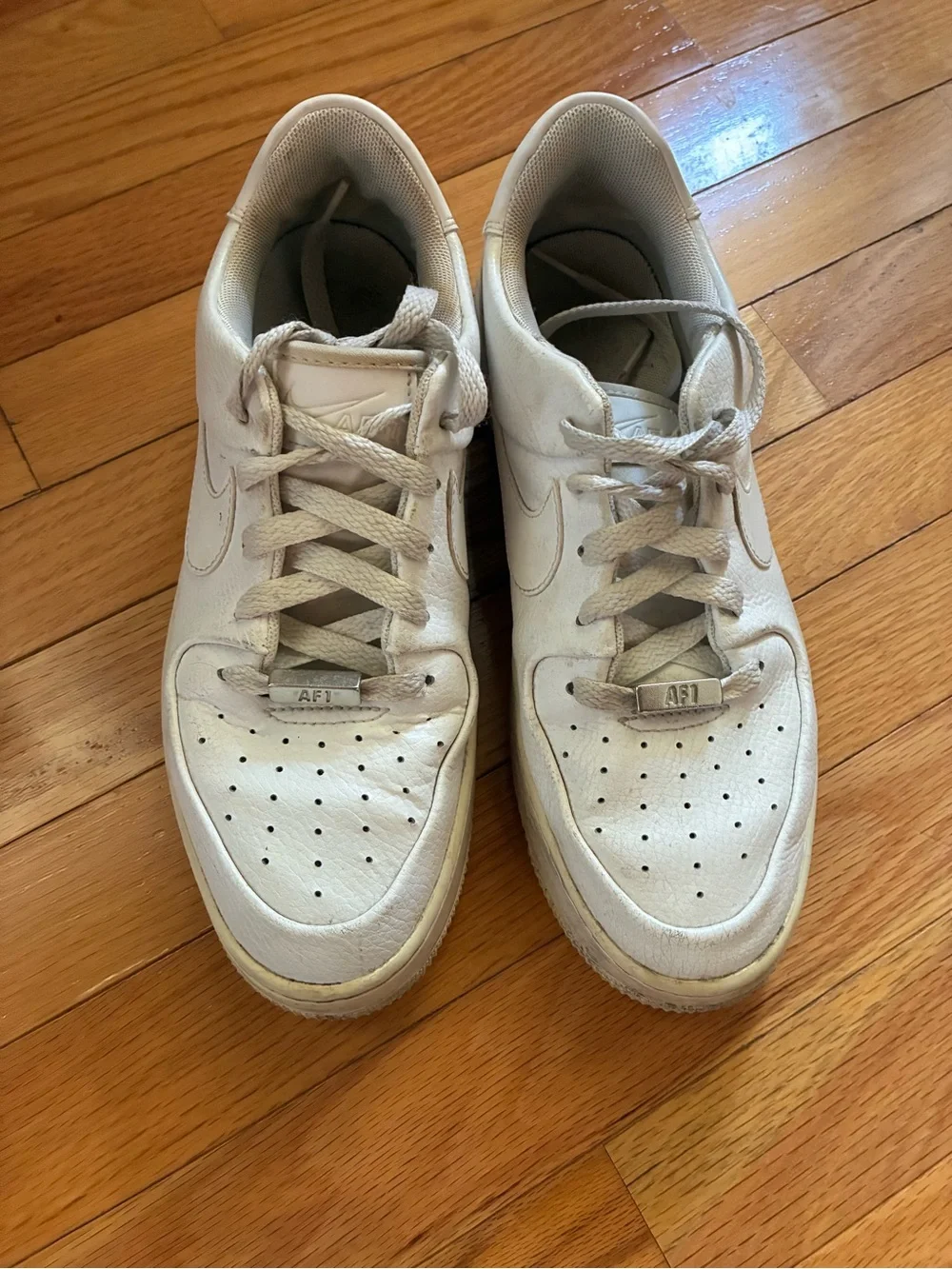 Nike Women’s White Leather Platform Air Force 1 Sneakers